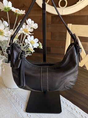 Vintage Coach SoHo mini Shoulder Hobo Bag black leather -  Style #8A01
